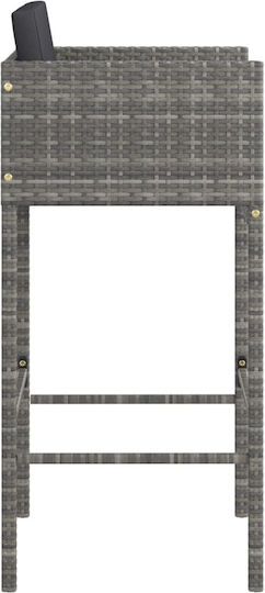Scaun Rafturi și dulapuri pentru vin de Grădină Rattan cu pernă Gri 4buc 50x48x100cm