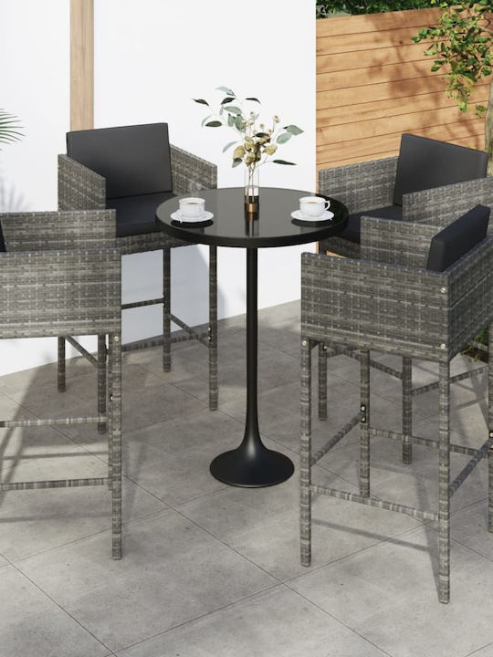 Hocker für Bar Für den Außenbereich Rattan mit Kissen Grey 4Stück 50x48x100cm