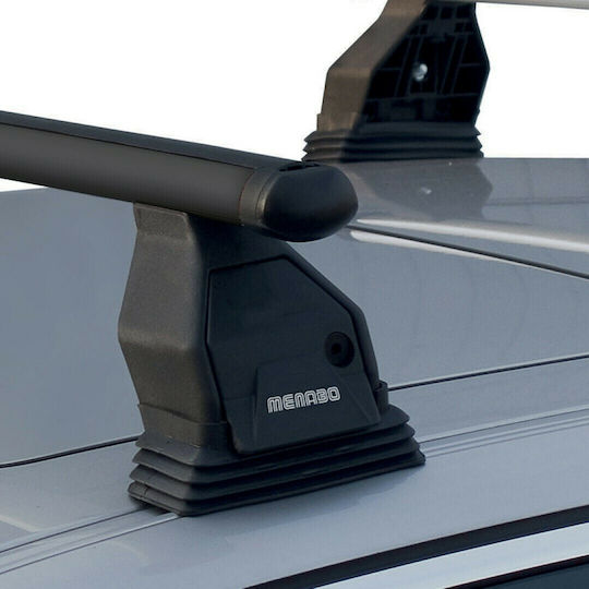 Menabo Car Roof Bars Steel 112cm for Fiat Stilo 3D Set with Roof Rack Legs Black
