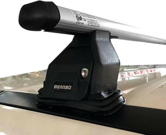 Menabo Car Roof Bars Aluminum 112cm for Fiat Stilo 3D Set with Roof Rack Legs Silver