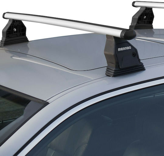 Menabo Car Roof Bars Aluminum 112cm for Fiat Stilo 3D Set with Roof Rack Legs Silver