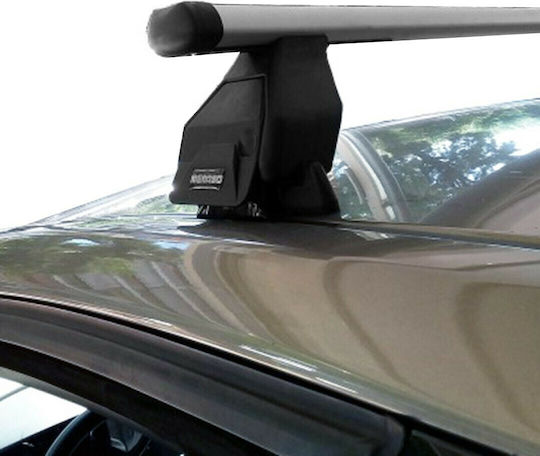 Menabo Aluminum Car Roof Bars 112cm for Opel Adam 3D Set with Roof Rack Legs Silver
