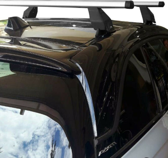 Menabo Aluminum Car Roof Bars 112cm for Opel Adam 3D Set with Roof Rack Legs Silver