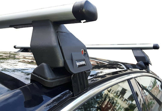 Menabo Aluminum Car Roof Bars 112cm for Alfa Romeo Alfa 147 5D Set with Roof Rack Legs Silver