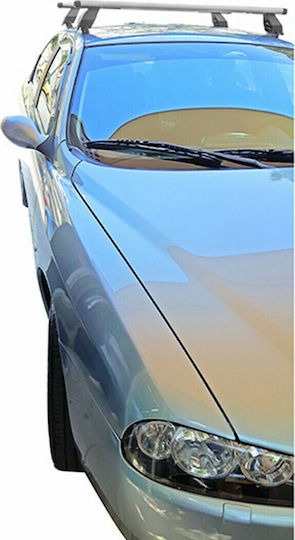Menabo Aluminum Car Roof Bars 112cm for Alfa Romeo Alfa 156 4D Set with Roof Rack Legs Silver