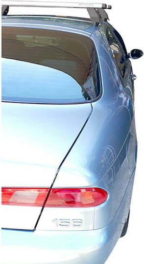 Menabo Aluminum Car Roof Bars 112cm for Alfa Romeo Alfa 156 4D Set with Roof Rack Legs Silver