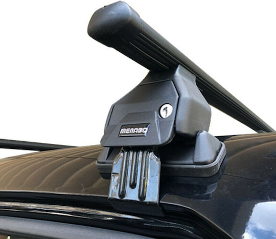 Menabo Car Roof Bars Steel 130cm for Audi Q2 5D Set with Roof Rack Legs Black