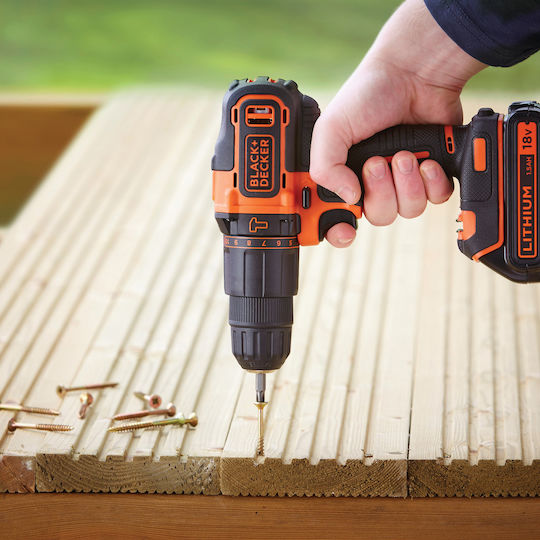 Black & Decker Κρουστικό Δραπανοκατσάβιδο Μπαταρίας 18V 2x1.5Ah