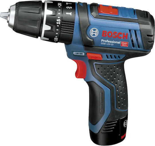 Bosch GSB 12V-15 Κρουστικό Δραπανοκατσάβιδο Μπαταρίας 12V 2x2Ah