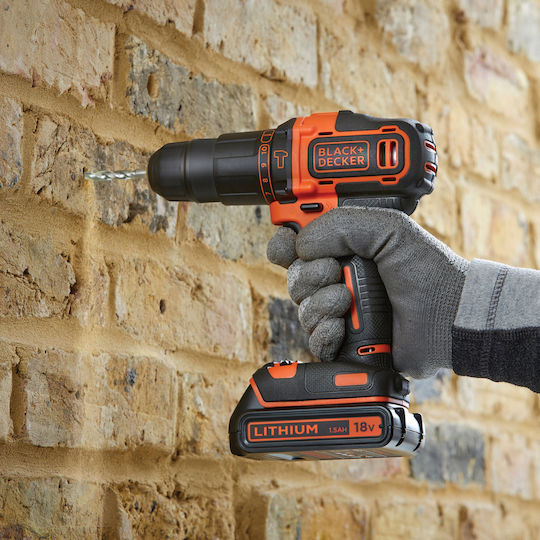 Black & Decker Κρουστικό Δραπανοκατσάβιδο Μπαταρίας 18V 2x1.5Ah