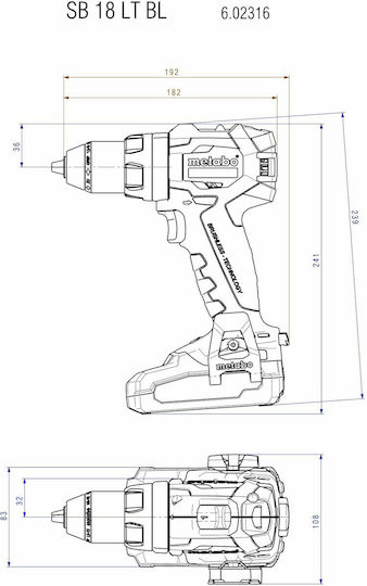 Metabo SB 18 LT BL Κρουστικό Δραπανοκατσάβιδο Μπαταρίας Brushless 18V 2x4Ah