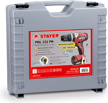 Stayer PBL222PK Κρουστικό Δραπανοκατσάβιδο Μπαταρίας Brushless 18V 2x2Ah