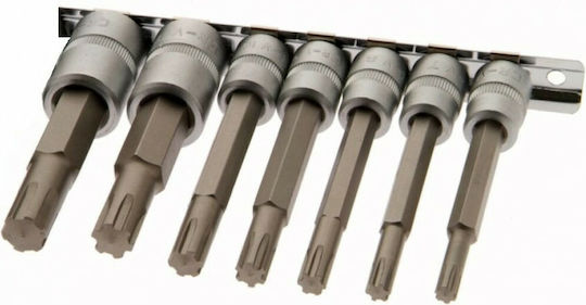 Force Lange Bit-Stecknüsse mit Bits Ribe und Antriebsvierkant 3/8'', 1/2'' Set 7Stück