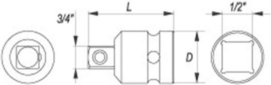 Yato Adapter Pneumatic with Socket 1/2'' and Output 3/4''