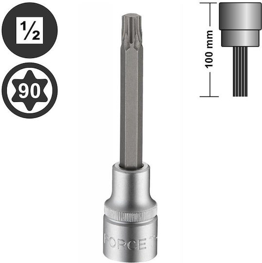 Force Torx socket 1/2'' Long Walnut with Torx Head and Socket 1/2'' T90x100mm