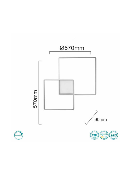 Ondaluce Pl.Dowel/Pc-Silver Modern Lamp Wall with Integrated LED and Warm White Light Silver 57x55x55cm