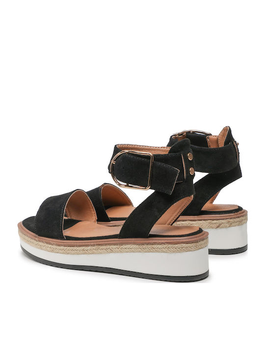 Women's Ankle Strap Platforms Black