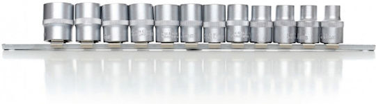 Kraft & Dele Nüsse Sechskant mit Vierkant-Antrieb 1/2" Set 12Stück