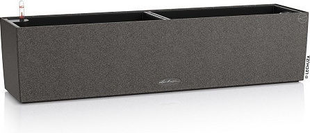 Lechuza Balconera Stone Graphite Black Self-watering Planter Box Plastic Black 79x19x19cm.