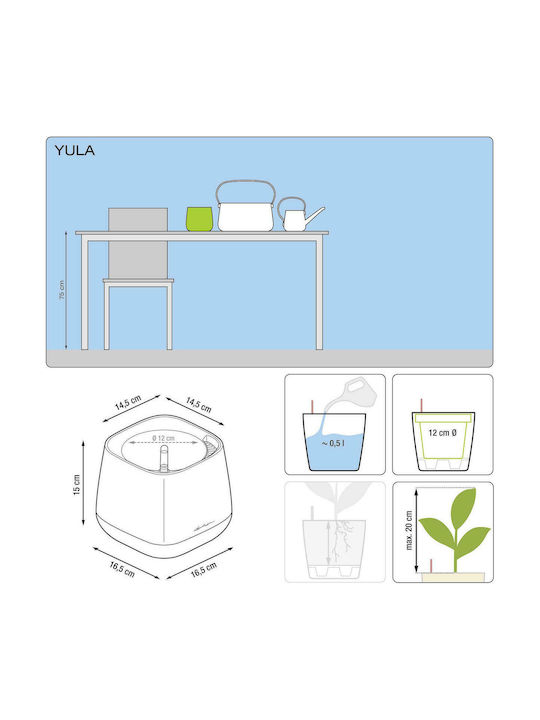 Lechuza Yula Self-watering Pot Plastic 16.5x16.5cm.