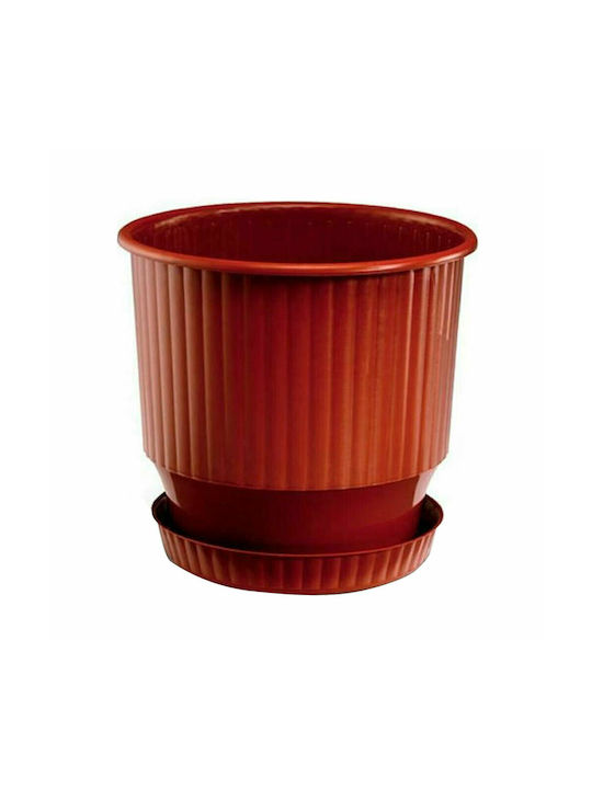 Plastona Ionian Round 108 Flower Pot 27x25cm in Red Color 10.04.0108Ε