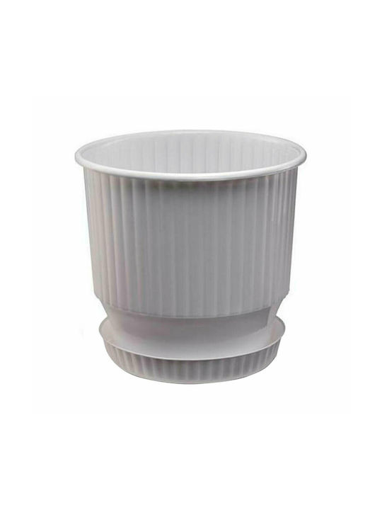 Plastona Ionian Round 108 Flower Pot 27x25cm in White Color 10.04.0108D