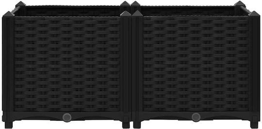 vidaXL Planter Box Plastic Negru 80x40x38cm.