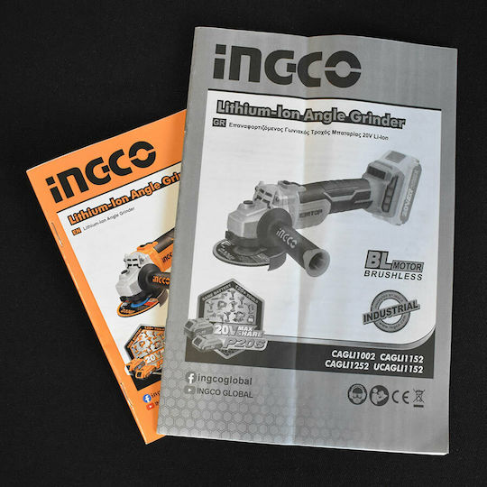Ingco CAGLI1152 Τροχός 115mm Μπαταρίας Brushless 20V Solo