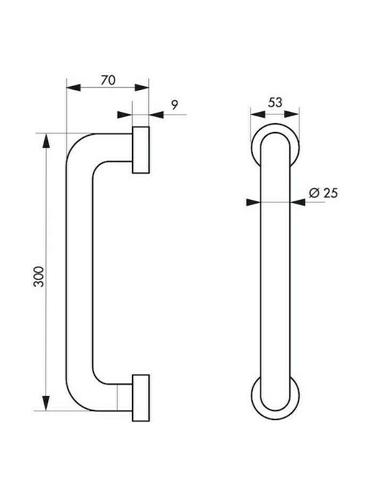 Thirard Λαβή Μπάνιου Inox 30cm Ασημί