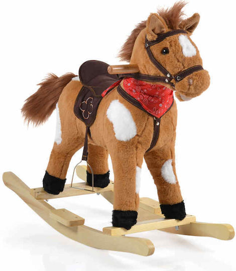 Moni Thunder Fabric Rocking Toy Horse for 24+ months with Sounds & Music with Max Load Capacity 20kg Brown