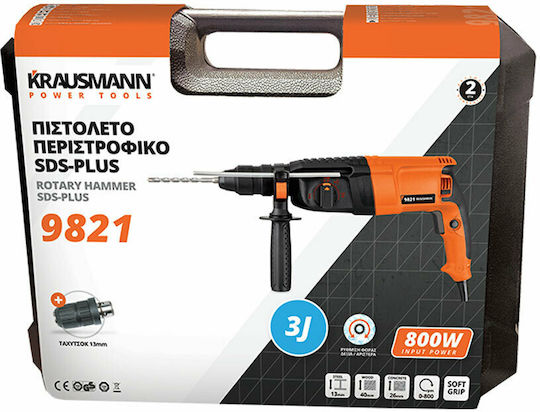 Krausmann Impact Demolition Hammer Electric 800W with Chuck SDS Plus 9821