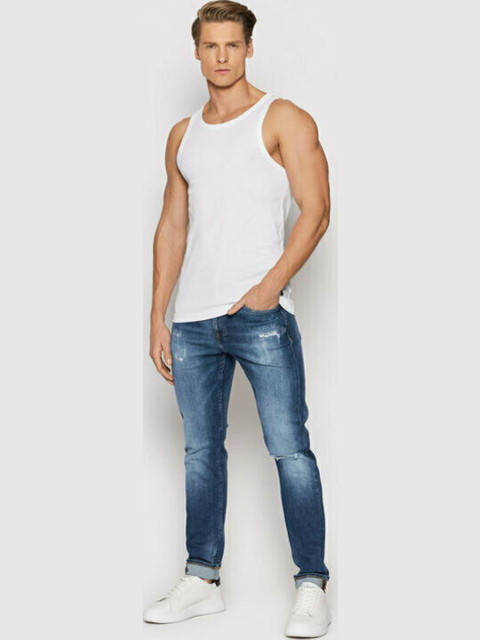 Men's Undershirts Sleeveless in White Color 2Pack
