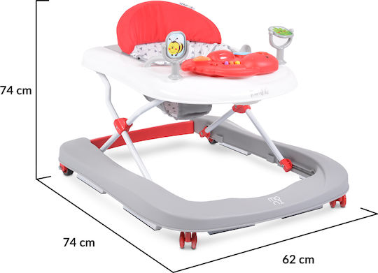 Cangaroo Ramble Baby Walker with Music for 6+ Months Red