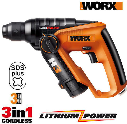 Worx WX382.3 Impact Demolition Hammer Battery 12V 1x1.3Ah with Chuck SDS Plus / Quick WX382.3