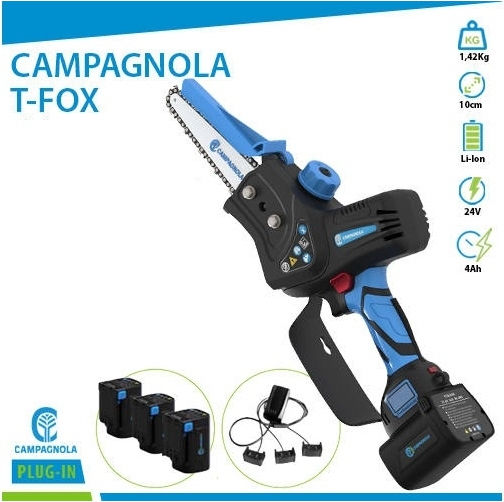 Campagnola T-Fox Pruning Battery Chainsaw 2x4.2Ah Brushless 21.6V 1.27kg with Blade 10cm
