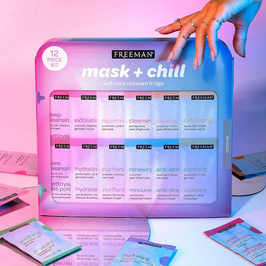 Freeman Mask & Chill Skincare Fridge Hautpflegeset für Feuchtigkeitsspendend 12Stück