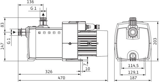 Wilo HiMulti 3-25 P Electric Surface Water Pump with Automatic Suction 0.70hp Single-Phase