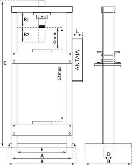 Express ESP-20F Υδραυλική Πρέσα Συνεργείου με Μέγιστη Πίεση έως 20 Τόνους