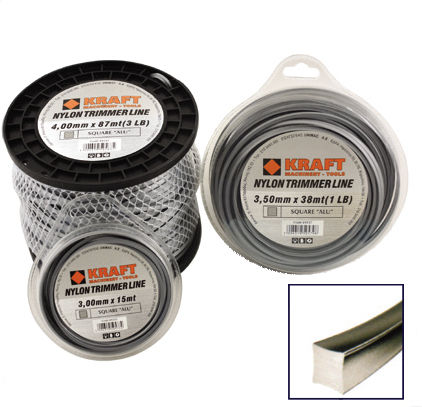 Kraft 69336 Linie pentru tăierea ierbii Aluminiu Pătrată De lungime 51m și de grosime 3mm