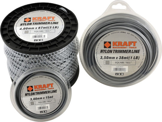 Kraft 69336 Linie pentru tăierea ierbii Aluminiu Pătrată De lungime 51m și de grosime 3mm