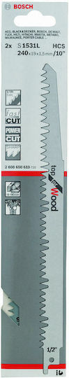 Bosch S1531L Jig Saw Blade for Wood 240mm Top for Wood 2pcs 2608650613