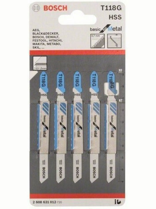 Bosch T118G Λάμες Basic for Metal για Μέταλλο 50mm 5τμχ