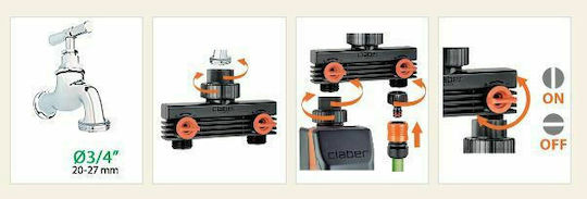 Claber 8589 Διανομέας Ποτίσματος 2 Παροχών με Διακόπτη 19x19mm