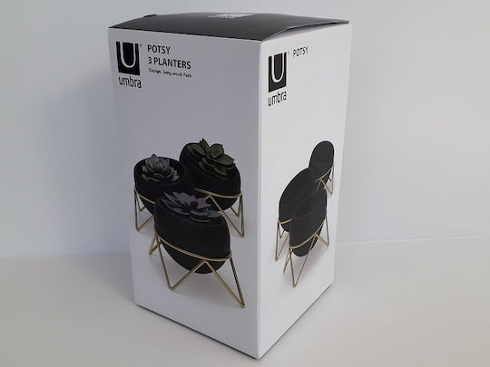 Umbra Potsy Саксия Керамика Черен Със стойка 15x15x10εκ.