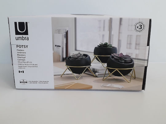 Umbra Potsy Саксия Керамика Черен Със стойка 15x15x10εκ.