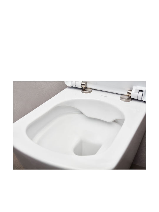 Tema Wandhängende Toilette Randlos mit Schlank Duroplast Sanftes Schließen Weiße Tema Wandhängende Toilette Randlos mit Schlank Duroplast Sanftes Schließen Weiße