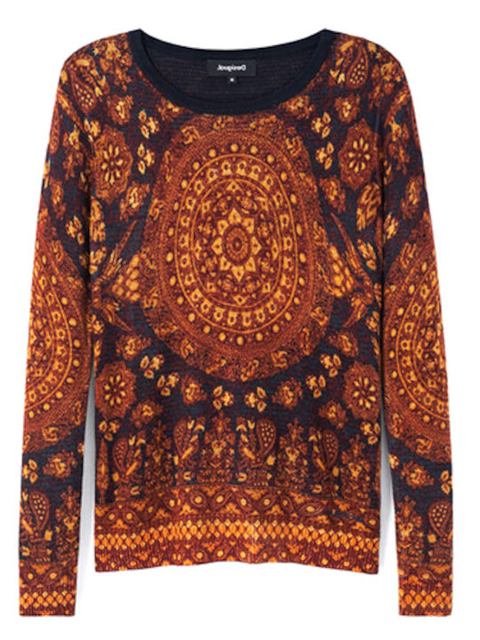 Lugano Women's Blouse Long Sleeve Floral Orange