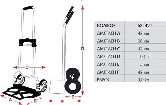 Express Transport-Wagen Folding for Load Weight up to 90kg in Schwarz Color