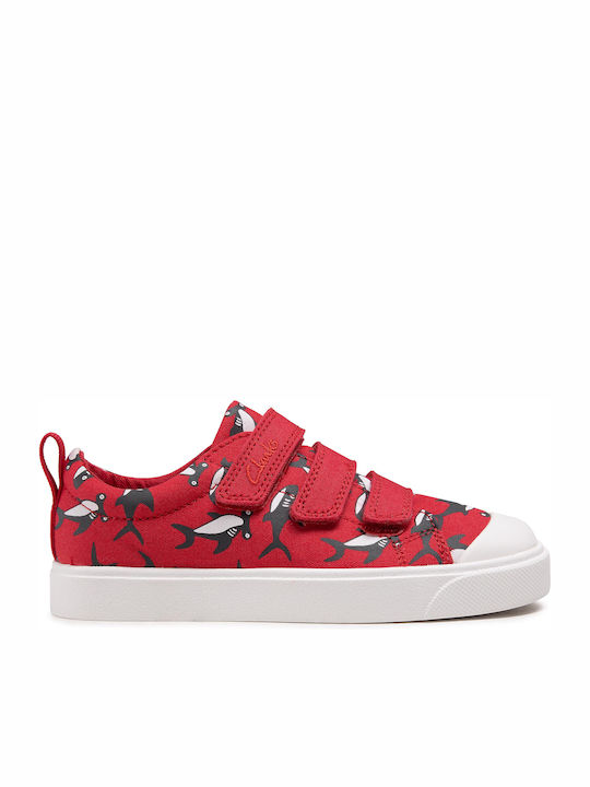 Clarks Kinder-Sneaker City Vibe Anatomisch mit Klettverschluss Rot