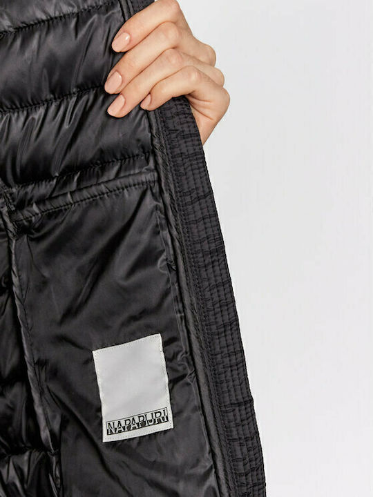 Aerons Women's Short Puffer Jacket for Winter with Hood Black